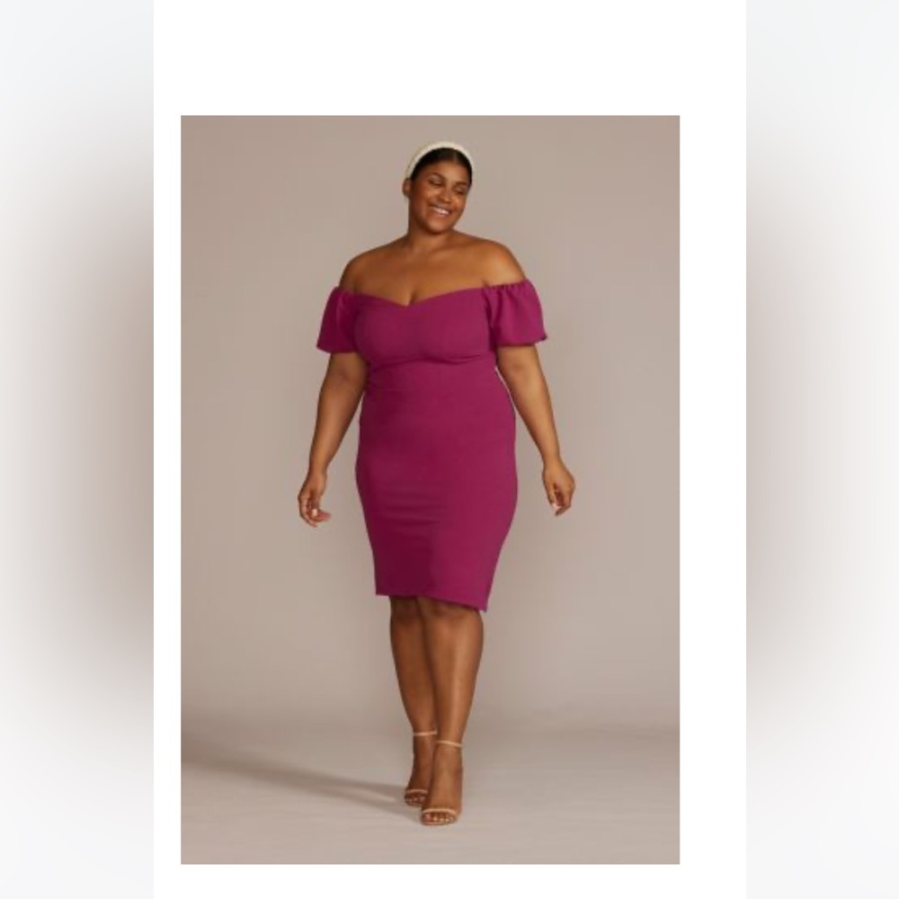 NWT Puff Sleeve off the shoulder Midi dress. Purple 💜